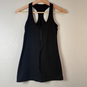 Lululemon Black Athletic Tank Top Cool Racerback Activewear Zip Detail XS‎